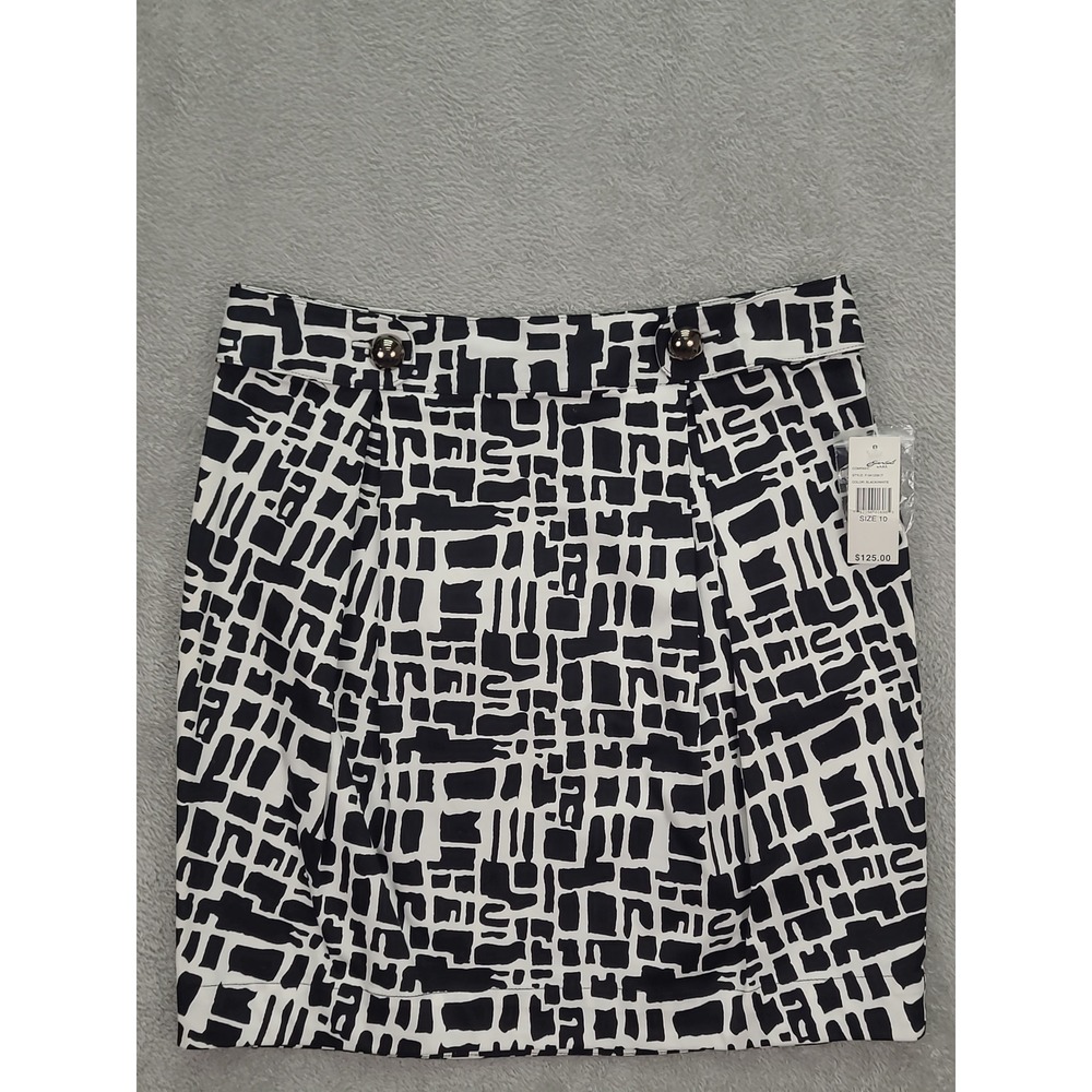 Essentials by‎ ABS Pencil Skirt Black White Geometric Career Wear Size 10